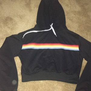 rainbow striped hoodie cropped